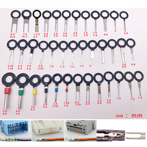 Broche d'extraction d'aiguilles de connecteur de sertissage de câblage électrique de voiture, outil de dépose de bornes, Kit d'extraction d'aiguilles de réparation outils à main 38/41/59/73 pièces ► Photo 1/3