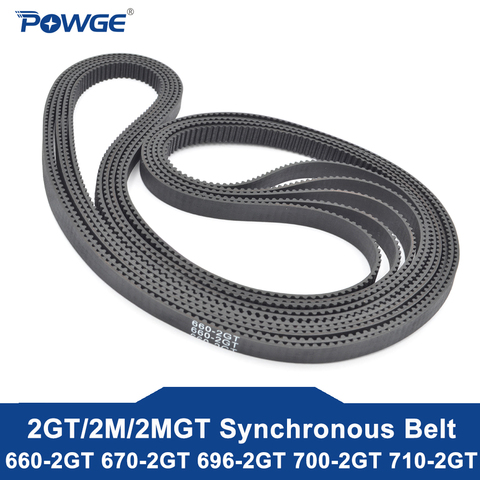 POWGE – courroie de synchronisation synchrone 2MGT 2M 2GT, pas de longueur 660/670/696/700/710 largeur 3/6/9/15mm, dents 330 335 348 350 355 GT3 fermées ► Photo 1/2