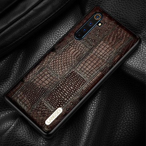 Coque en cuir véritable à épissure rétro, étui pour Realme 6 Pro X2 Pro C3 XT X50 X7 5 7 Pro OPPO A5 A9 2022 Reno Ace 4 2 Z Find X2 ► Photo 1/6