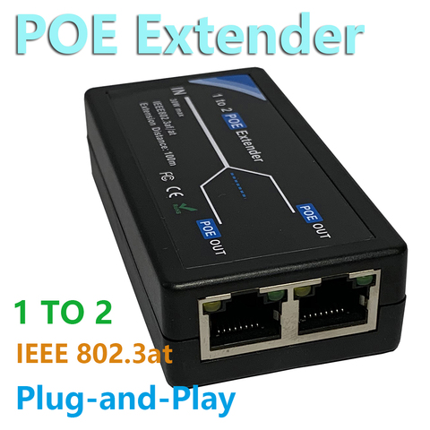 Extension POE 1-2Port 10/100Mbps avec entrée/sortie Standard IEEE 802.3af pour caméra IP étendre 100 mètres pour la portée POE ► Photo 1/6