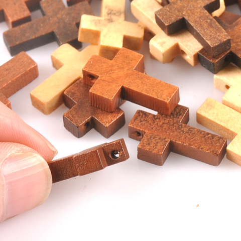 Pendentif croix en bois naturel, 50 pièces, bijoux, breloques à la mode, accessoires de collier faits à la main, mt2575 ► Photo 1/4