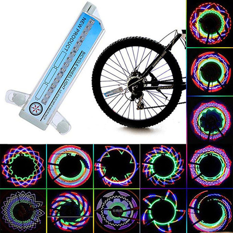 Vélo moto vélo pneu pneu roue lumières 32 LED Flash lampe à rayons lumineux en plein air cyclisme lumières pour 24 pouces roue ► Photo 1/6