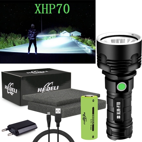 300000 lm plus puissant lampe de poche led torche cree xhp70 lampes de poche tactiques XML L2 usb rechargeable flash lumière 18650 lampe à main ► Photo 1/6