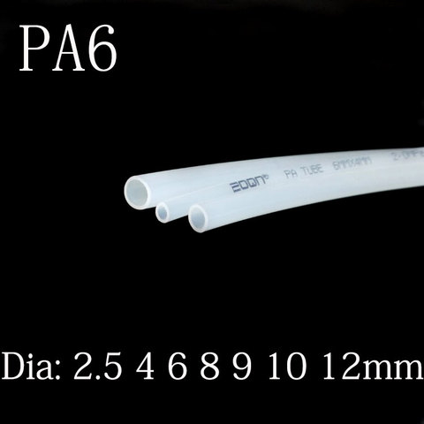 Tube Nylon haute pression PA6 diamètre 2.5 4 6 8 9 10 12 mm compresseur d'air pneumatique tuyau d'huile Polyamide rigide lisse noir clair ► Photo 1/1