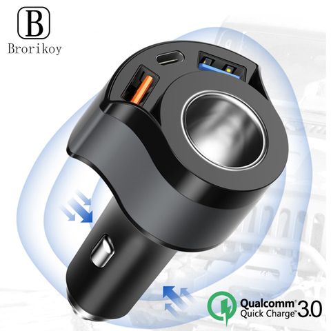 Chargeur rapide 3.0 USB allume-cigare chargeur de voiture pour iPhone Huawei Xiaomi QC3.0 automatique type-c PC USB-C Charge rapide de voiture ► Photo 1/6