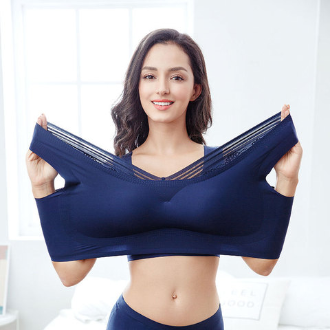 Soutien-gorge pour femmes sans jantes Sexy, Lingeries, sous-vêtement grande taille 7XL, une pièce en dentelle, confortable au dos, gilet pour femmes ► Photo 1/6