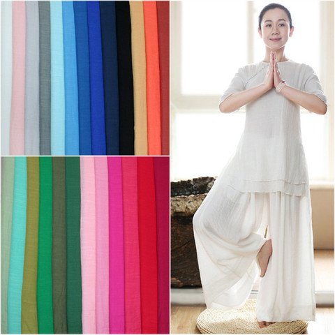 Doublure mince et douce pour robe de yoga, demi-mètre, en coton et lin de bambou doux, couleur unie, T878 ► Photo 1/6