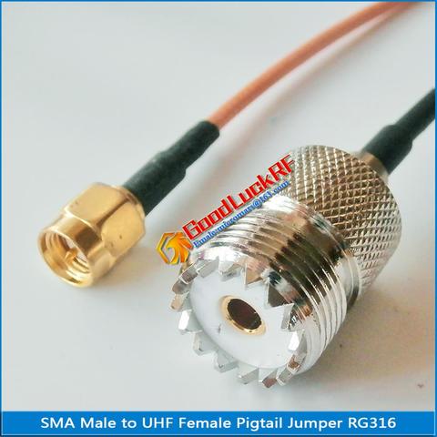 Connecteur SMA mâle vers UHF femelle, haute qualité, 1 pièce, connecteur RF UHF-BNC, Pigtail Jumper RG316, 50 ohm, faible perte ► Photo 1/5