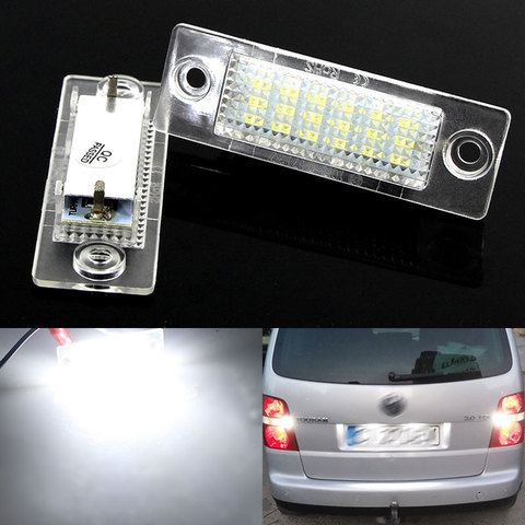 Lampe de plaque d'immatriculation de voiture LED, CANbus 12V 18 LED s, pour VW Transporter T5 Caddy Touran Golf Passat blanc 6000k, 2 pièces ► Photo 1/6