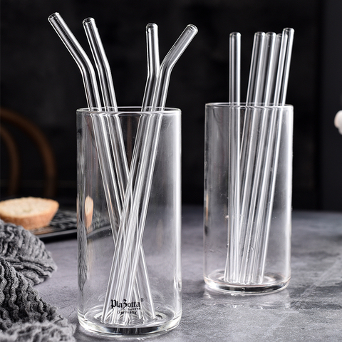 Pailles en verre claires de 200*8mm pour des Cocktails de Smoothies pailles à boire pailles écologiques réutilisables saines avec la brosse de nettoyage ► Photo 1/6