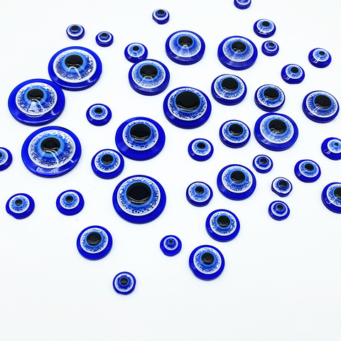 6-18mm bleu demi-rond forme entretoise perles mauvais œil perles résine dos plat perles pour la fabrication de bijoux ► Photo 1/4