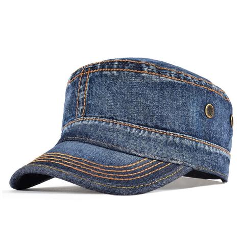 VOBOOM-chapeau en Denim pour hommes, chapeau seau en coton lavé, couvre-chef plat, visière à visière ajustable, collection 164 ► Photo 1/6