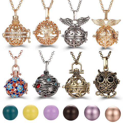 Mexique Style arbre de vie ange collier 16MM musique boule Vintage grossesse collier arôme huile essentielle diffuseur médaillon pendentif ► Photo 1/6