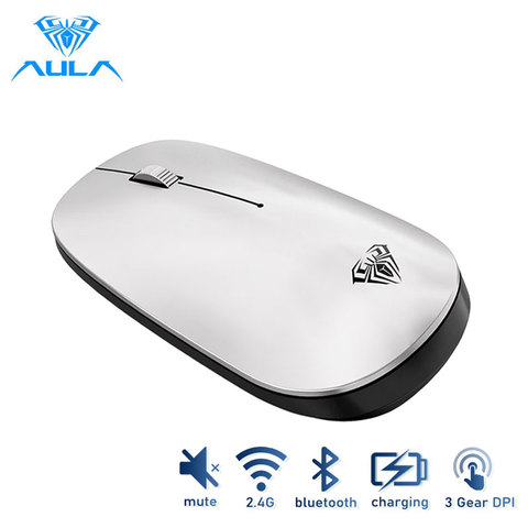 Souris sans fil AULA SC800 Bluetooth USB 2400DPI 2.4GHz optique muet ergonomique Portable Ultra-mince souris sans fil pour le bureau à domicile ► Photo 1/6