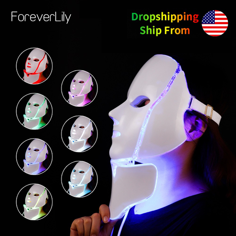 VIP 7 couleurs LED masque facial avec cou thérapie par la lumière LED masque de beauté Photon rajeunissement Machine peau serrer éclaircir Anti-acné ► Photo 1/6