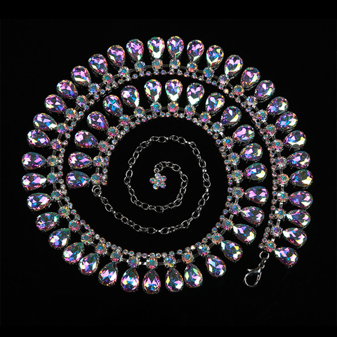 Accessoires de danse du ventre pour femmes, ceinture Sexy en cristal strass, diamant, bijoux dorés, ornement de chaîne, 130cm 180cm ► Photo 1/6