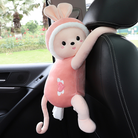 Boîte à mouchoirs en forme de dessin animé, boîte à mouchoirs créative en peluche, lapin court, support pour accoudoir de voiture, boîte à mouchoirs pour siège de voiture ► Photo 1/6