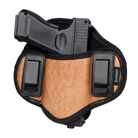 Kosibate-Holster de chasse dissimulé en cuir PU pour pistolet, Glock 17 19 23 32, Sig Sauer P250 P224 Beretta 92 Taurus Pancake IWB ► Photo 1/6