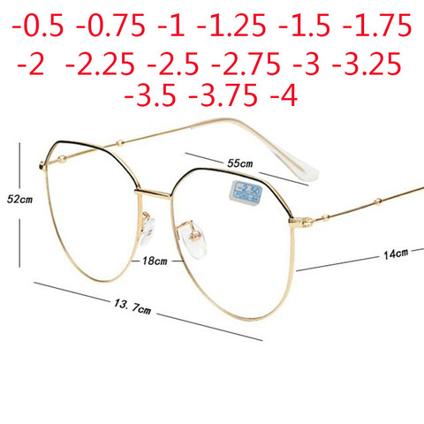 Lunettes de myopie à polygone irrégulier en métal, pour femmes et hommes, Prescription-0.5 -0.75 -1 -1.25 -1.5 -2 -2.5 -3 -3.5 -4 ► Photo 1/6