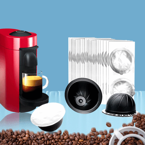 Capsules rechargeables jetables, couvercles, joints en aluminium, autocollants pour Nespresso Vertuo Plus, Machine à café automatique ► Photo 1/6