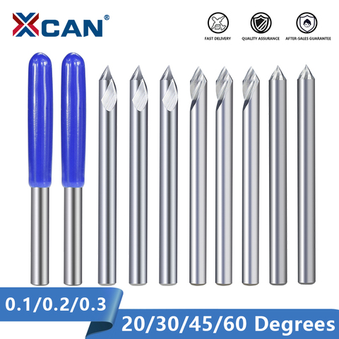 XCAN-mèche de gravure en carbure 3D, embout de fraise 20/30/3.175 degrés, 45/60, 0.1, 0.2mm, 0.3mm ► Photo 1/6