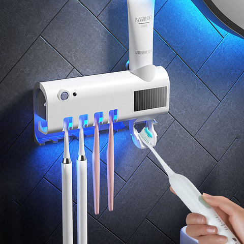 GURET energie solaire UV porte-brosse à dents brosse à dents murale stérilisateur automatique distributeur de dentifrice accessoires salle de bain ► Photo 1/6