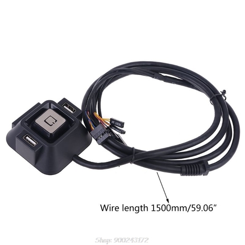 Interrupteur multifonction USB 2.0 pour PC, bouton de réinitialisation marche/arrêt externe avec Port Microphone S17 20, livraison directe ► Photo 1/6