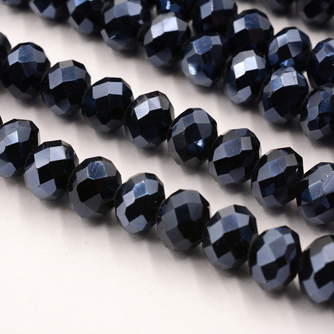 Rondelles noires en cristal hématite, perles en verre à facettes pour la fabrication de bijoux, 4mm, 6mm, 8mm, perles à facettes, pour la fabrication de bijoux, collier Bracelet à bricoler soi-même ► Photo 1/6