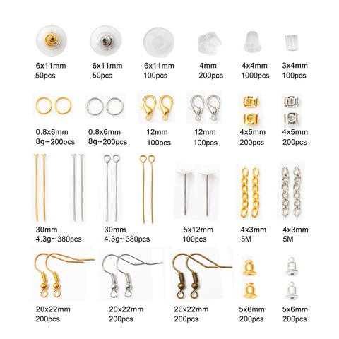 Résultats de bijoux, accessoires d'outils, anneau de saut ouvert, bonnets de perles, broches, clats, chaînes allongées, crochets de boucles d'oreilles, épingles à œil ► Photo 1/5