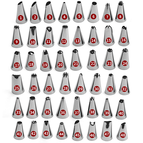Gâteau décoration 10/24/48 pièces/ensemble bonne qualité en acier inoxydable glaçage tuyauterie buses pâtisserie conseils ensemble gâteau outils de cuisson accessoires ► Photo 1/5