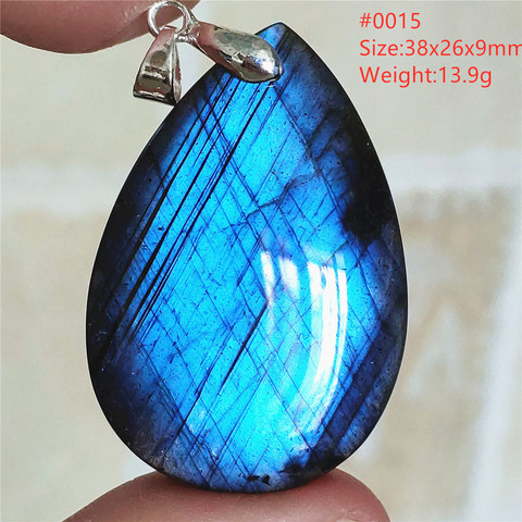 Pendentif en Labradorite naturelle, véritable, lumière bleue, pour femmes et hommes, goutte d'eau, cristal, mode, pierre Rare, collier, AAAAAA ► Photo 1/6