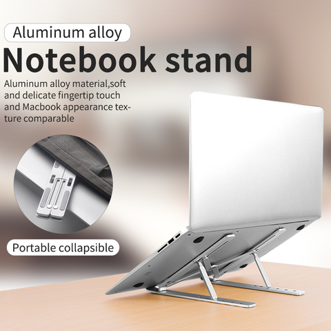 Support de support d'ordinateur en alliage d'aluminium Portable pliant réglable pour support d'ordinateur Portable support de refroidissement de levage antidérapant ► Photo 1/6
