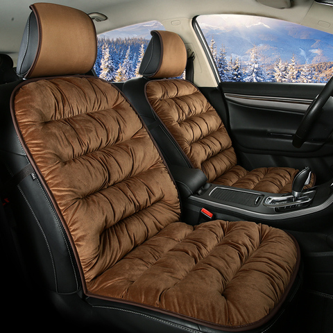 Housse de siège de voiture floquée, coussin de siège avant en peluche, tapis de Protection confortable et chaud pour l'hiver, accessoires ► Photo 1/6