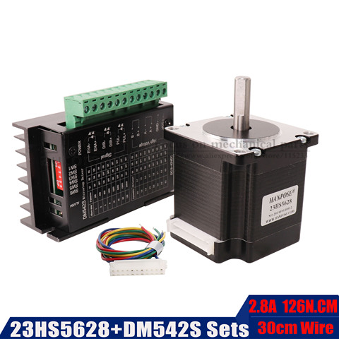 Moteur pas à pas Nema 23 à 4 têtes 23HS5628 126N.cm avec pilote 4A 9 ~ 42V DM542S pour Robot d'imprimante 3D ► Photo 1/6