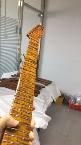 Col de guitare électrique en bois d'érable 21 frets, 25.5 pouces, inachevée jaune ► Photo 1/2