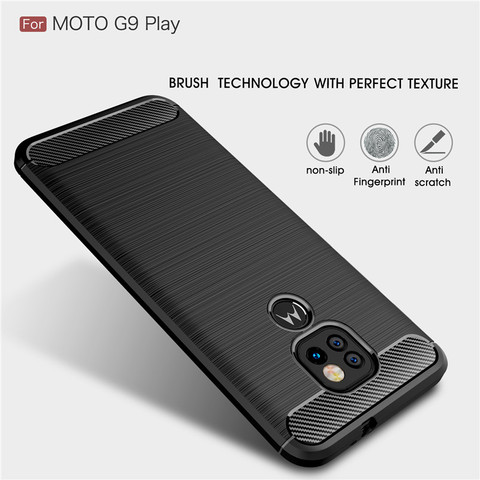 Coque de téléphone pour Motorola Moto G9 Plus, étui en Fiber de carbone TPU souple en Silicone mat ► Photo 1/6