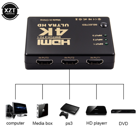 Répartiteur de câble vidéo HD 1080P, commutateur 4K Compatible HDMI 3 entrées 1 sortie, convertisseur adaptateur Hub 1x3 pour PS4/3 TV Box HDTV PC ► Photo 1/6