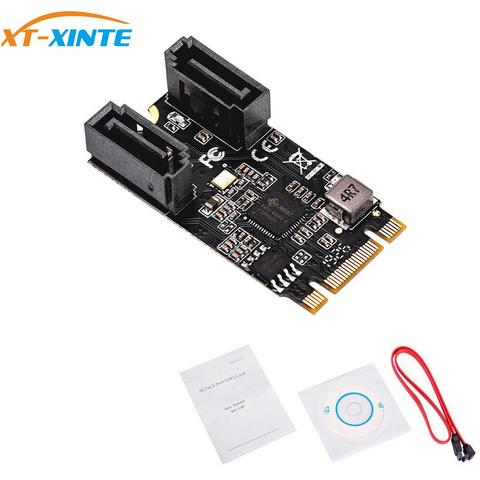 Carte adaptateur pour M.2 PCI Express vers Sata3 b-key + m-key vers 2 Ports SATA 6Gbp/s PCIe 3.0 Bus 22x41mm, carte noire, pilote gratuit ► Photo 1/6