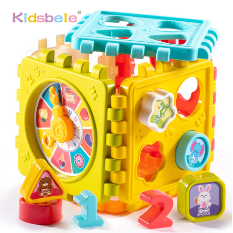 Cube d'activités pour bébés, jouets, tri des formes, apprentissage précoce, jouets éducatifs, premier ensemble de blocs pour nourrissons, trieur de nombres colorés ► Photo 1/6