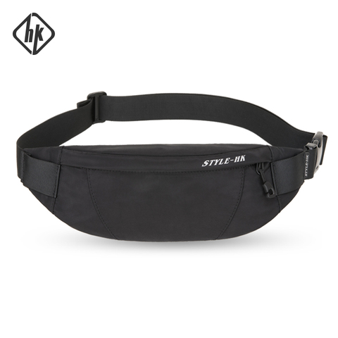 Hk Fanny Pack noir étanche argent ceinture sac hommes sac à main adolescent voyage portefeuille ceinture mâle taille sacs étui à cigarettes pour téléphone ► Photo 1/6