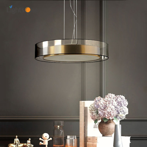 Lumière de restaurant en cuivre Post-moderne lampe à suspension de luxe atmosphère minimaliste nordique lampes suspendues de chambre principale ► Photo 1/6