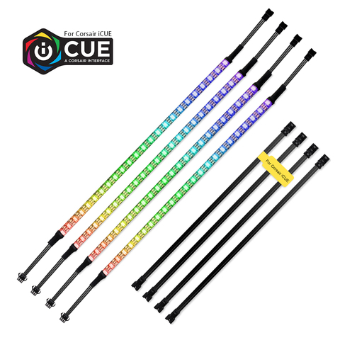 Bande LED numérique adressable WS2812b, arc-en-ciel RGB, Kit d'éclairage pour décor de boîtier d'ordinateur, pour Interface iCUE a CORSAIR, 40cm ► Photo 1/6