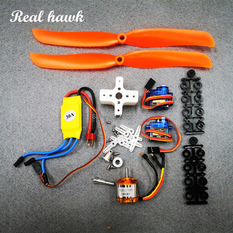 Moteur sans balais A2212 1400KV, 30A ESC, support de moteur, outounner 9050, hélice SG90 9G, Micro Servo pour avion à aile fixe RC, hélicoptère ► Photo 1/6