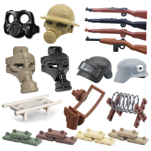 Pack d'arme de la deuxième guerre mondiale, blocs de construction, SWAT City, Police, masque à gaz, scène de l'armée, accessoires de pistolet de Base, MOC brique, bricolage, jouets cadeaux pour garçons ► Photo 1/6