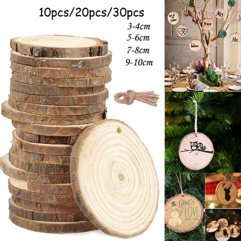 Disques ronds en bois pour décoration artistique bricolage fête de mariage, noël, 10 pièces/20 pièces/30 pièces ► Photo 1/6