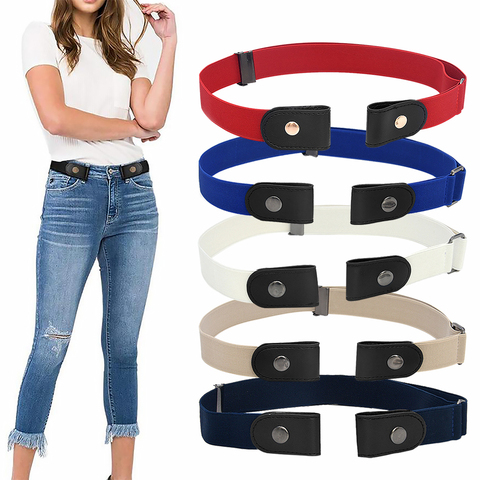 Ceinture sans boucle pour femmes, ceinture de sport élastique, tendance punk, pour jeans, tendance ► Photo 1/6