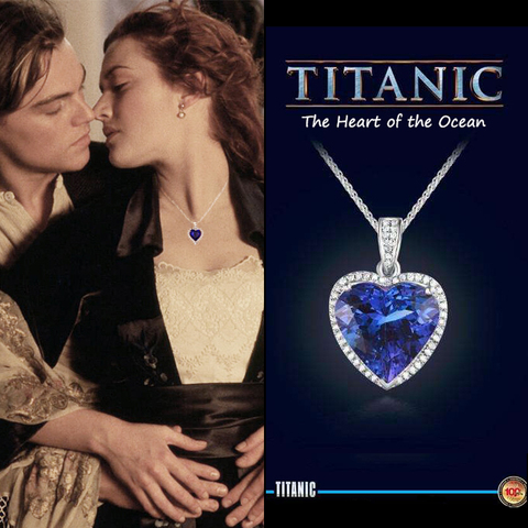 Collier de luxe en cristal bleu pour femmes, pendentif Titanic, cœur de l'océan, amour éternel ► Photo 1/6