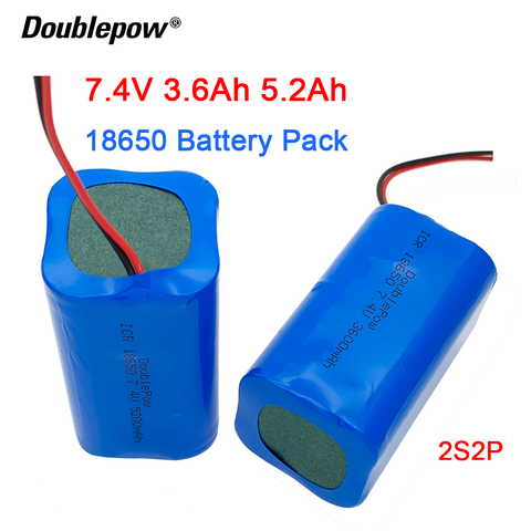 Doubllepow – batterie lithium Rechargeable 7.4V 18650, 3600mAh/5200mAh, pack de batteries, carte de protection de haut-parleur mégaphone + prise XH-2P ► Photo 1/6