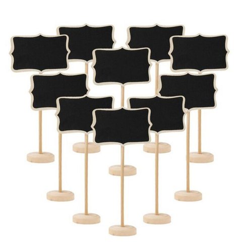 10 pièces tableau noir en bois tableau Mini bois Message tableau d'affichage Table mariage fête décor écrire des informations ► Photo 1/4