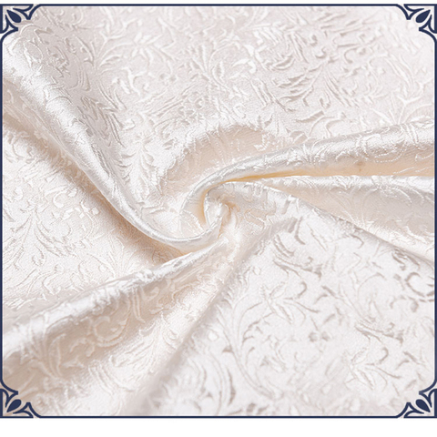 Rideau en tissu jacquard en satin de soie 75x50cm de style floral blanc, rembourrage pour meubles ► Photo 1/3